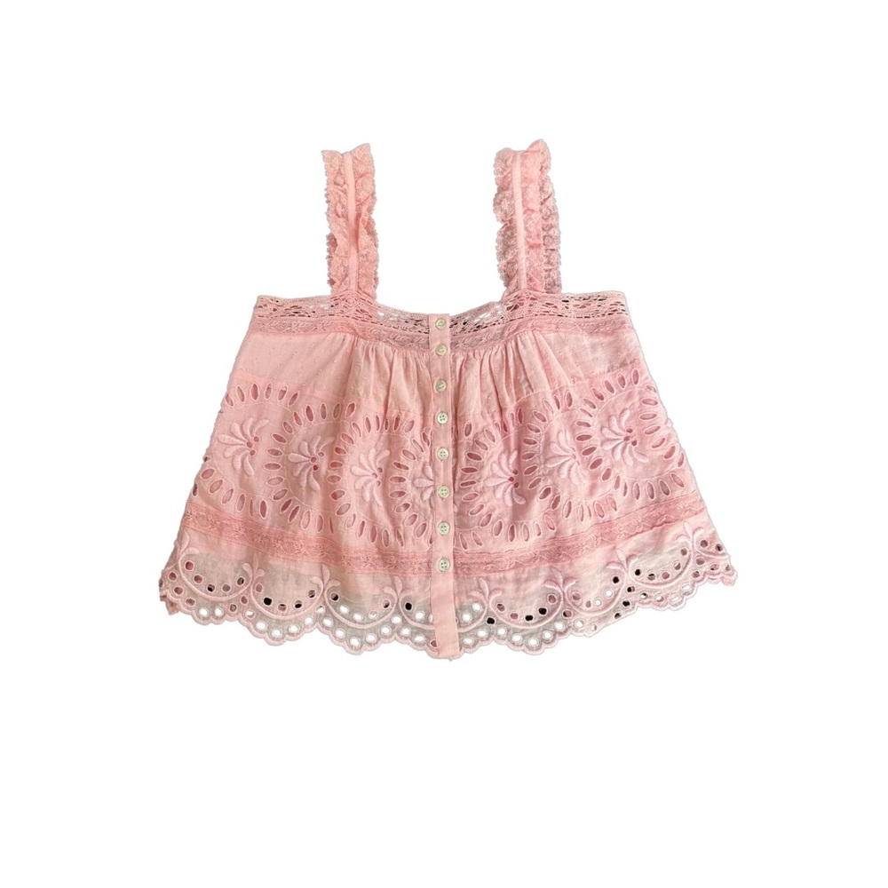 LOVE SHACK FANCY PINK EYELET TOP - Picture 5 of 10